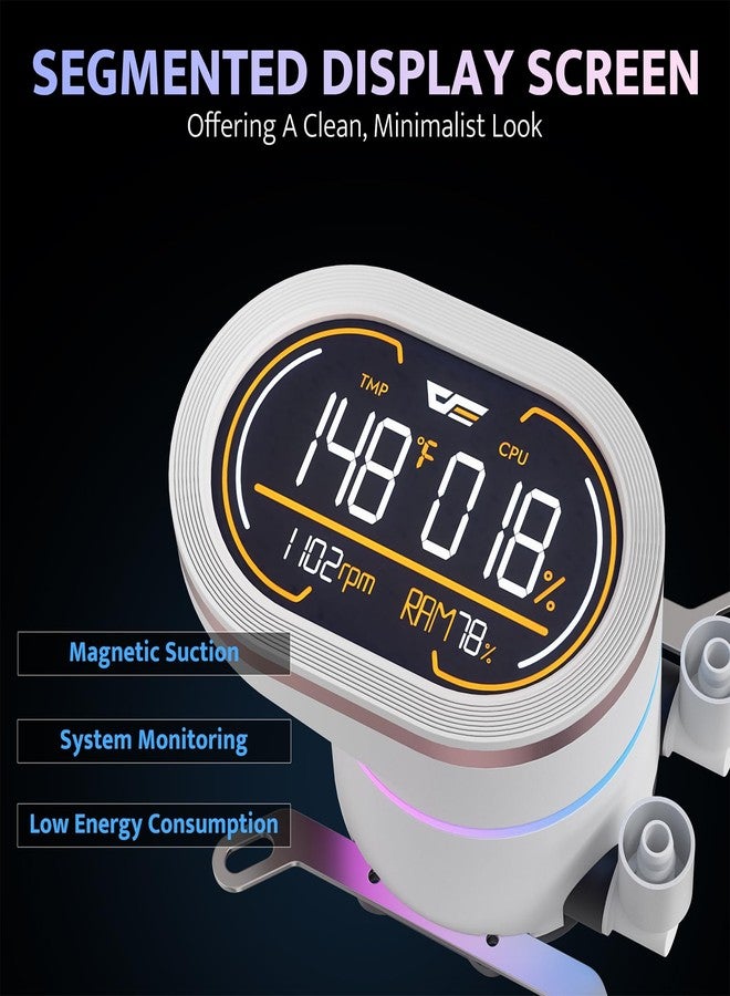 darkFlash DH360D V1.2 All-in-one Liquid CPU Cooler with Display, CPU Monitoring, ARGB Sync, PWM Fans 360mm AIO, High-Efficient CPU PC Cooler Radiator for Intel 1851/1700, AMD AM4/AM5 (Black) - Image 2